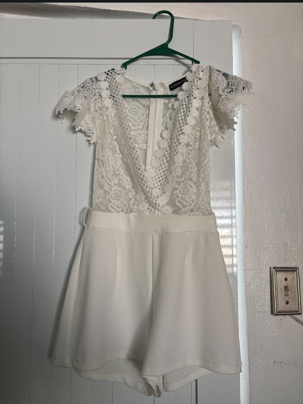 Lace V-Neck White Romper